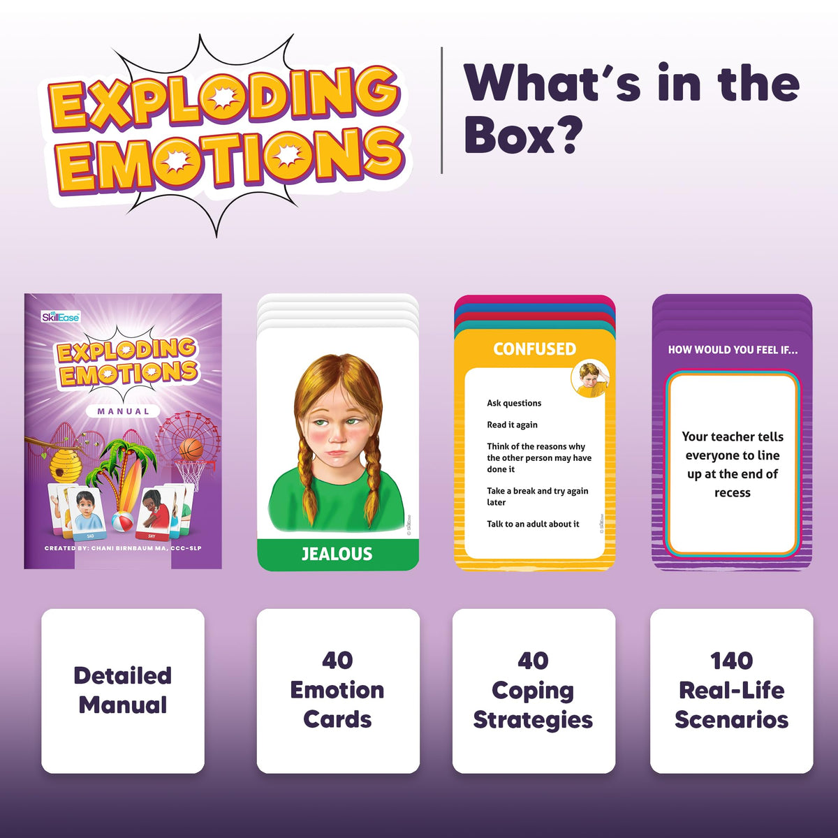 SkillEase Exploding Emotions Flashcards and Game: 2 in 1, Hilarious Family Fun, Social Emotional