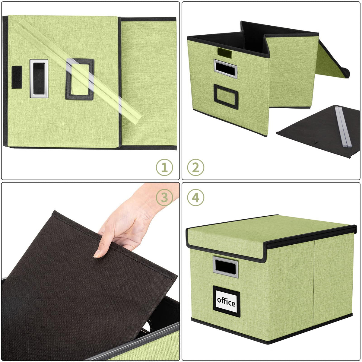Huolewa File Organizer Box with Lids, Collapsible File Folder Organizer