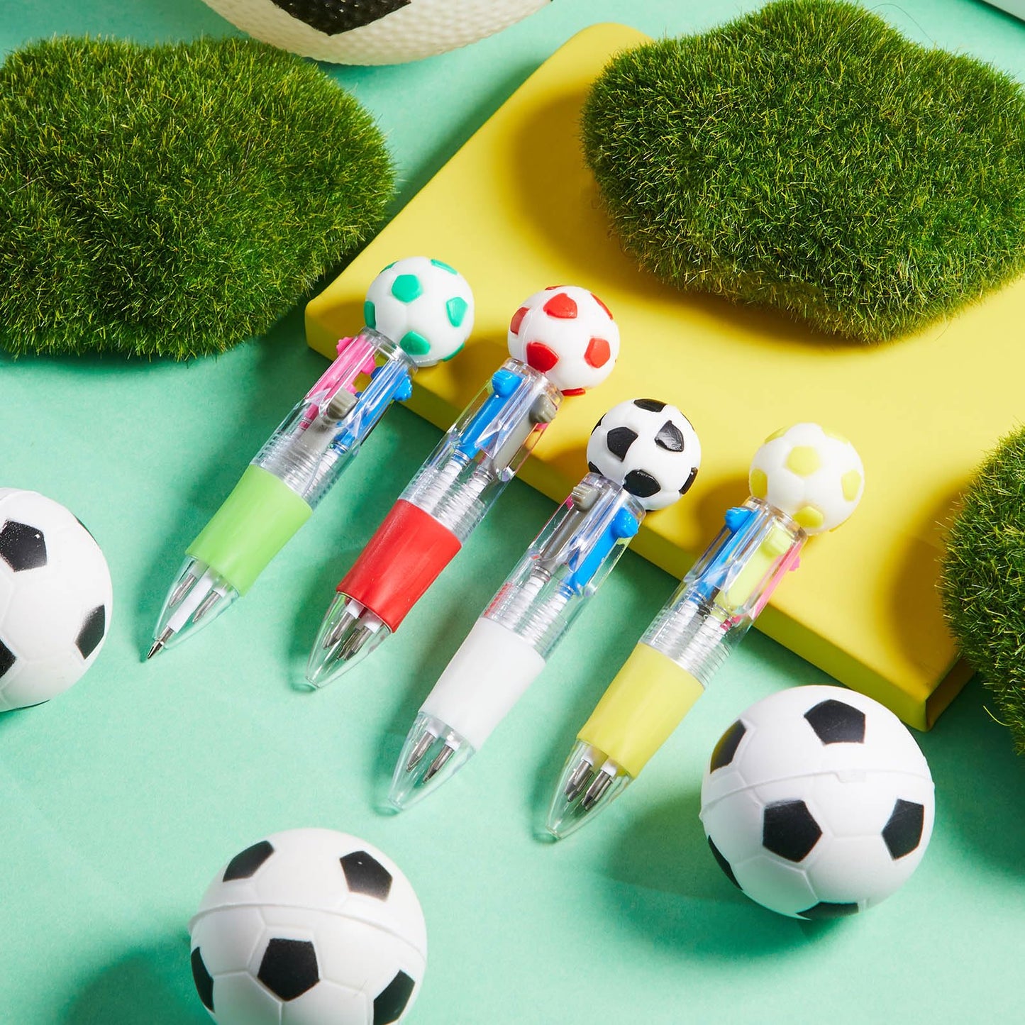 Kosiz 48 Pack Soccer Party Favors Multicolor 4 in 1 0.5mm Ballpoint Pen