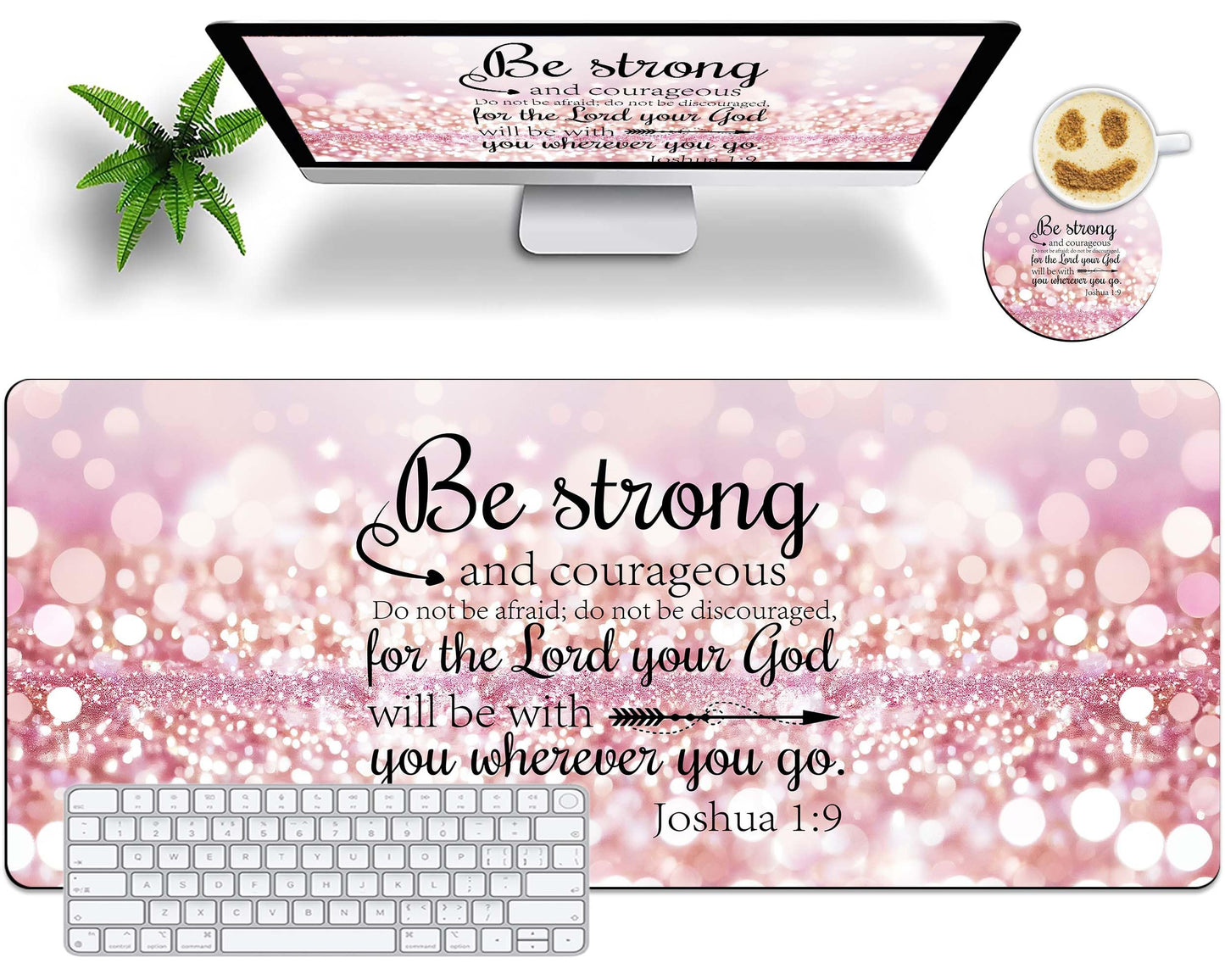 Office Desk Pad Mouse Mat with Coaster 31.5x11.8 Extended Desk Mat, Waterproof Non-Slip Extended