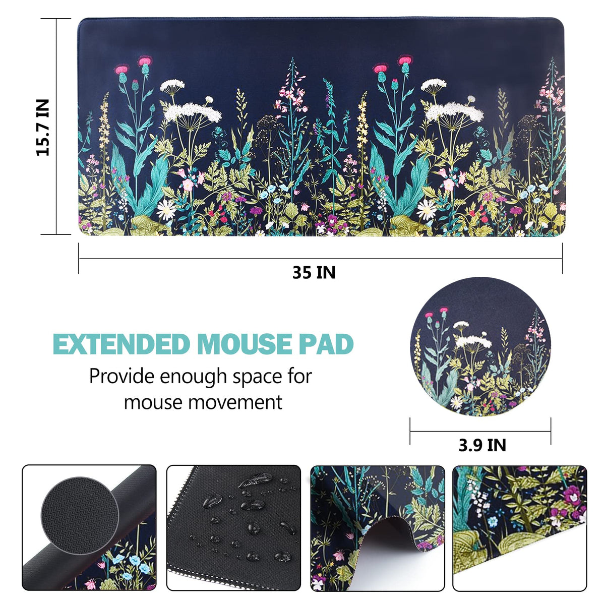 AIMSA Extended Gaming Mouse Pad, XL Large Keyboard Mouse Mat Desk Pad with Stitched Edges, Durable