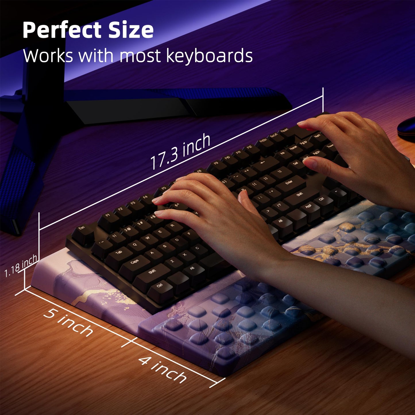 Ospelelf Computer Keyboard Stand Tilt with Wrist Rest, Comfy Ergonomic Keyboard Riser Holder for