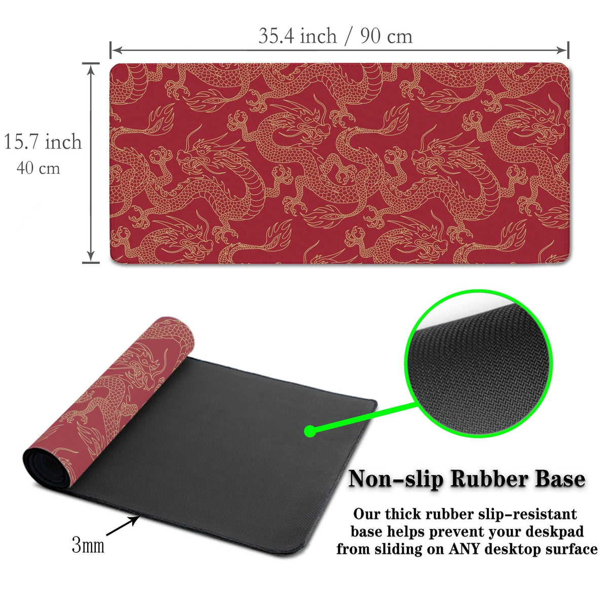 Samgula Keyboard Pad Red, Gaming Mousepad Desk Pad Big Mouse Pads Desk Decor for Men, 900X400 Mouse