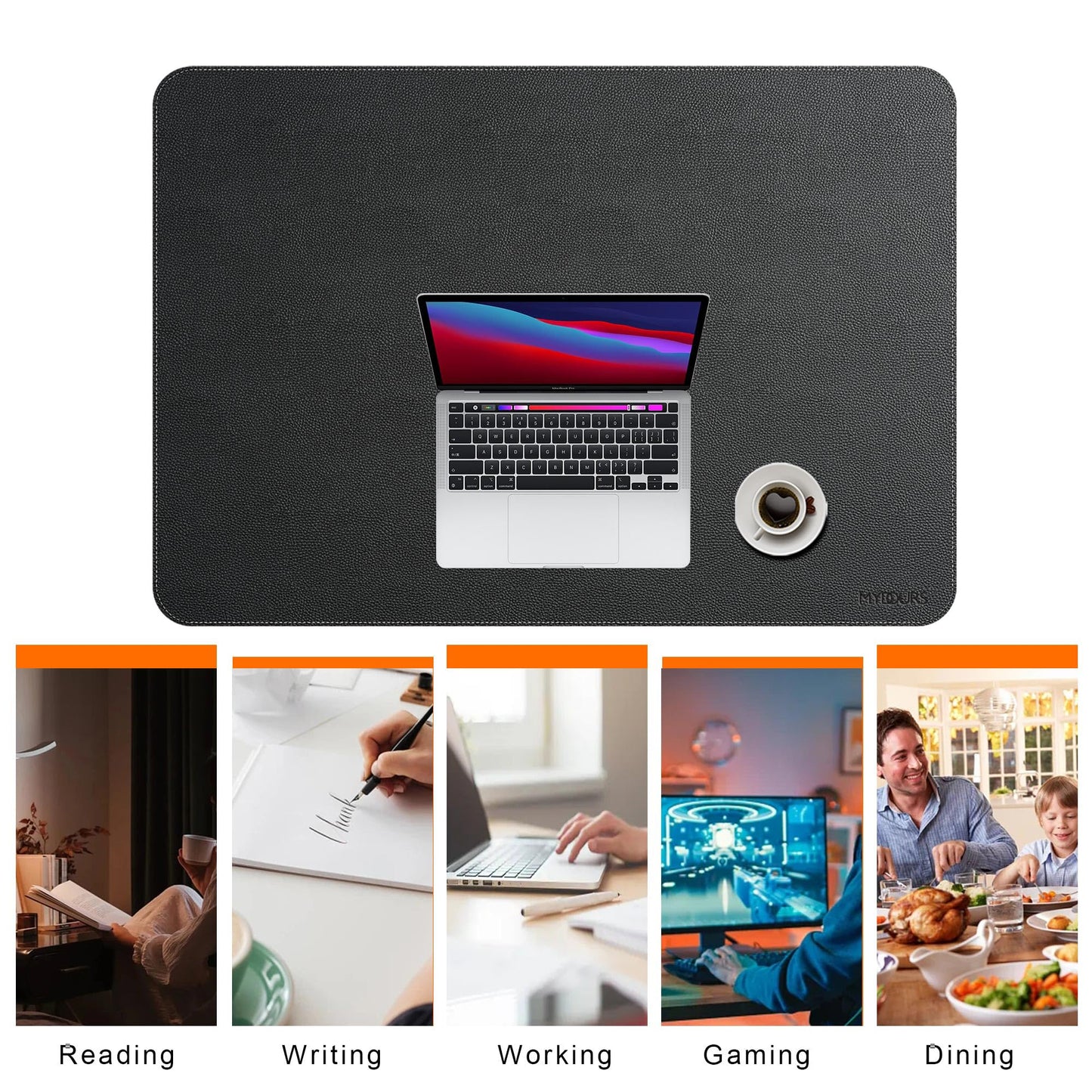 Mydours 40"x28" XL Large Desk Mat - Full Desk Blotter Mouse Pad, (Black)