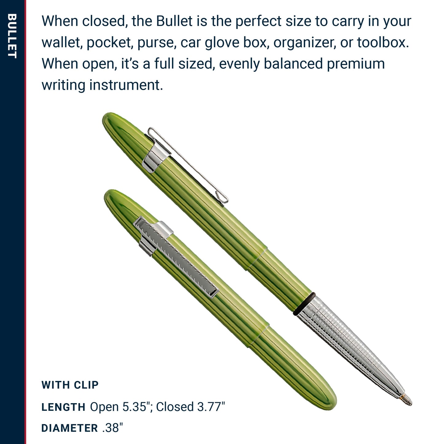 Fisher Space Pen Aurora Borealis Lime Pressurized Ballpoint Bullet Pen