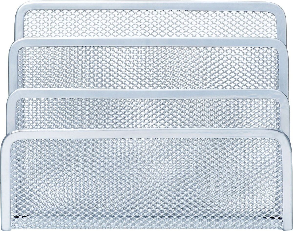 Helit H2518300 3-compartment mesh paper holder, silver