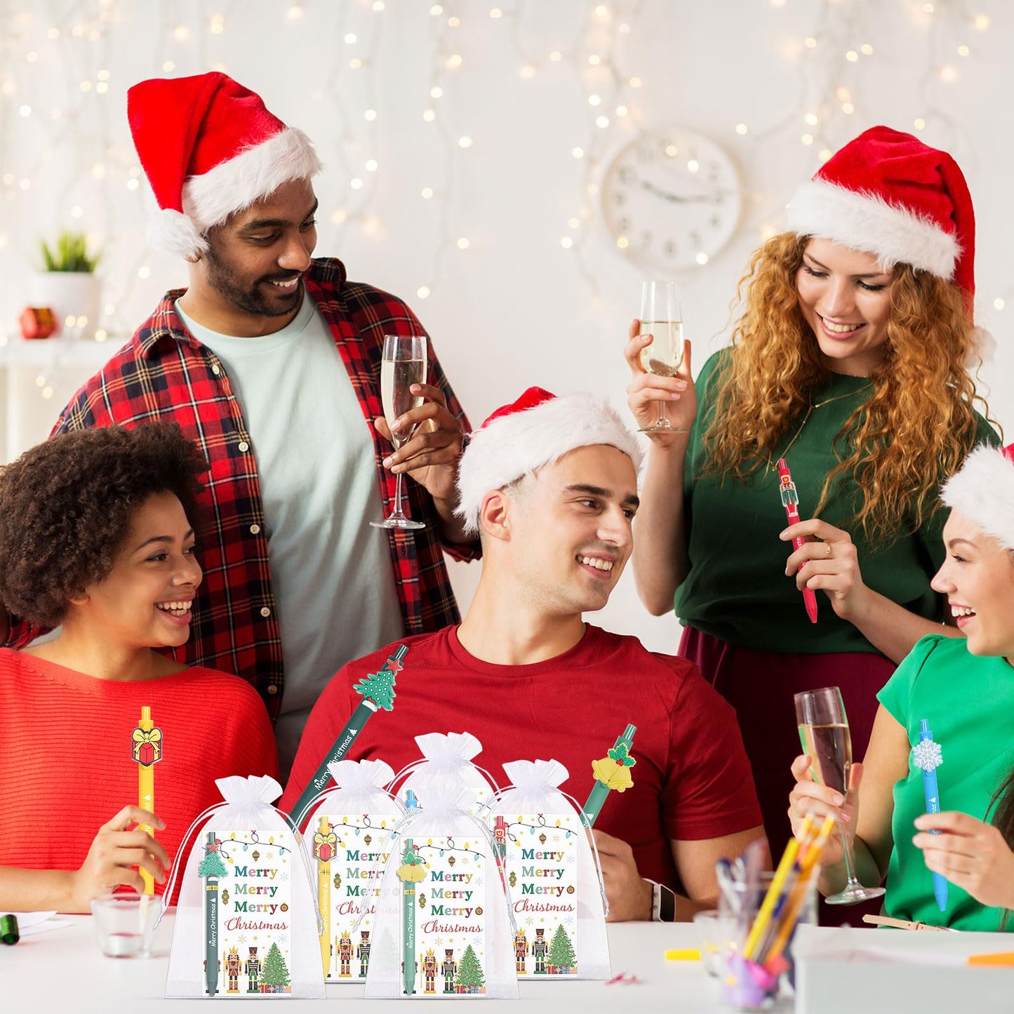 Marspark 60 Set Merry Christmas Party Favor Gifts Bulk Xmas Pens and Cards