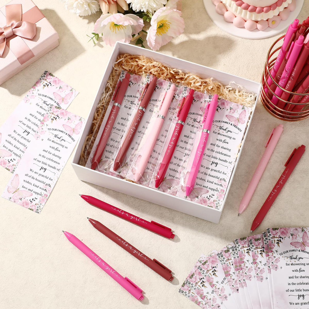 Engrowtic 50 Set Baby Shower Gifts Pens for Guests Bulk Baby Shower Party Favors Retractable
