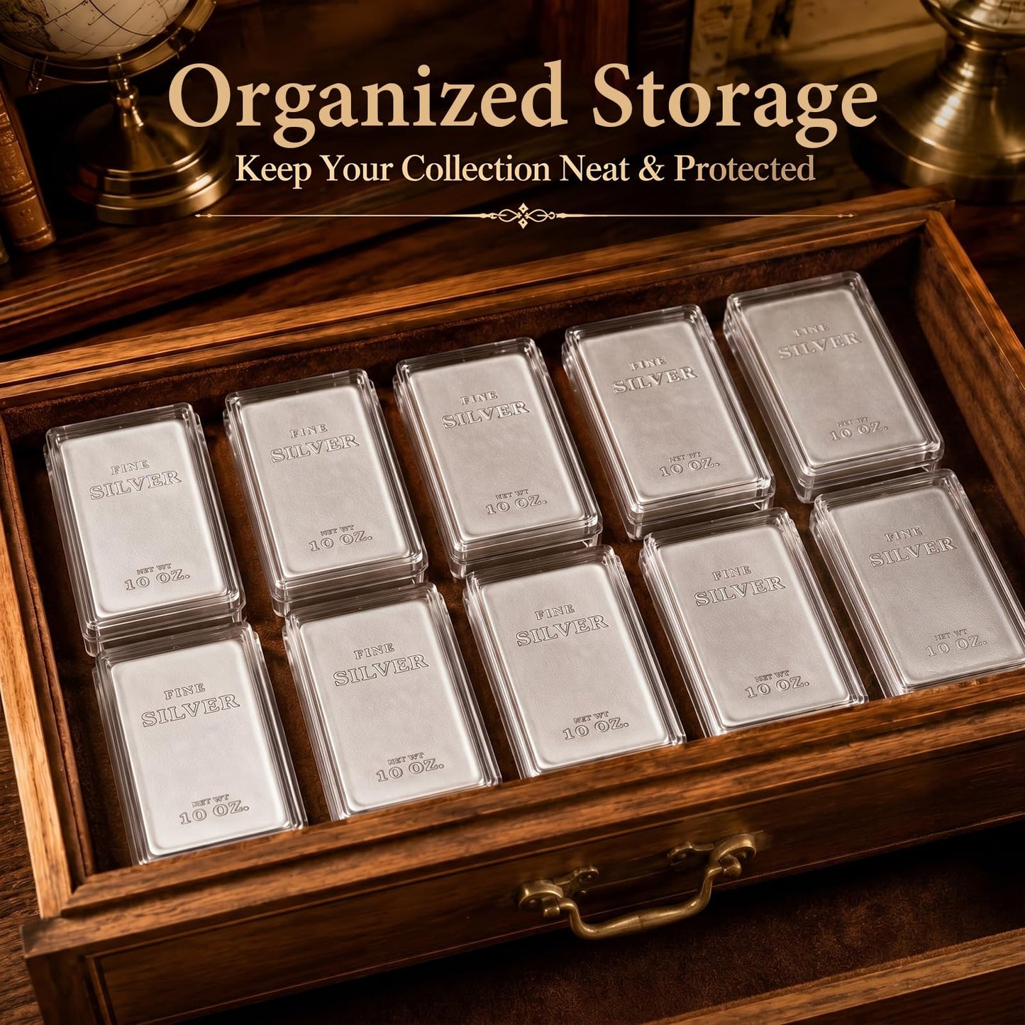 Geiserailie 10 Pcs Silver Bar Holder Case, 90 x 52 x 8 mm, Fits 10 oz Bars