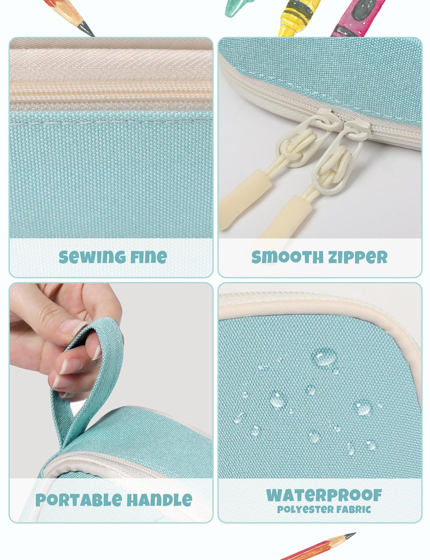 SUNEE Cute Pencil Case, Aesthetic Pen Pouch, Colored Large Pencil Bag with Zipper, Kawaii