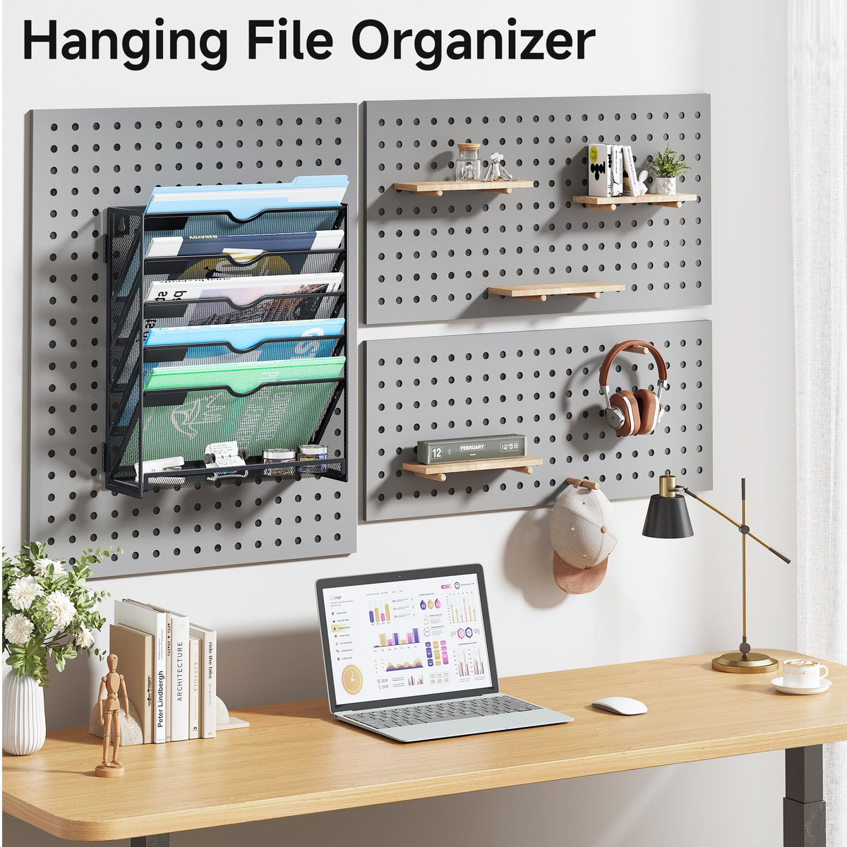 Lavatino 6-Tier Hanging File Organizer, Wall Mount File Holder for Mails Folders Papers Magazine