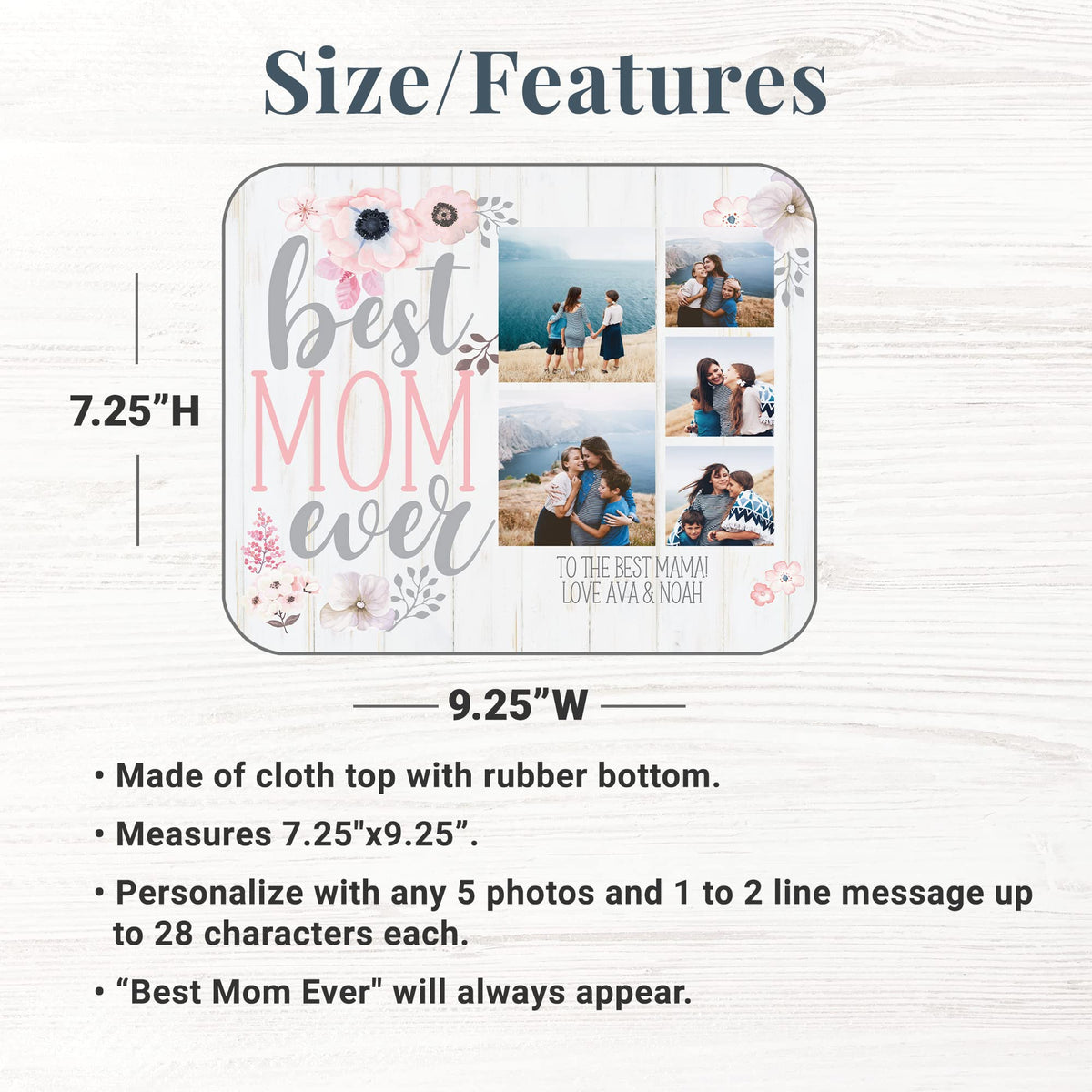 Let's Make Memories Personalized Best Mom Ever Mouse Pad - for Mom - for Her - for Grandma
