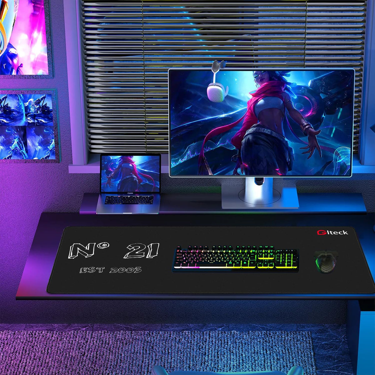 GGLTECK Mouse Pad with 21st Birthday Creative Printing, 36"x16.5" Extended Non-Slip Rubber Mouse