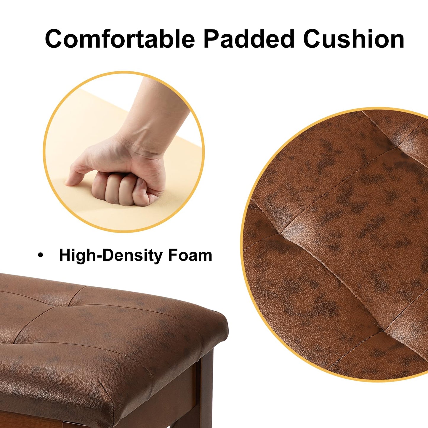 FILISITE Duet Piano Bench with Storage, Wooden Piano Stool with Waterproof Padded Cushion, Bench
