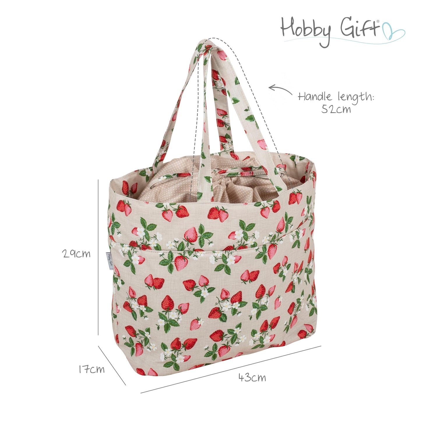 Hobby Gift Drawstring Project Bag Cotton Storage Tote for Yarn Knitting Crochet Sewing and Craft