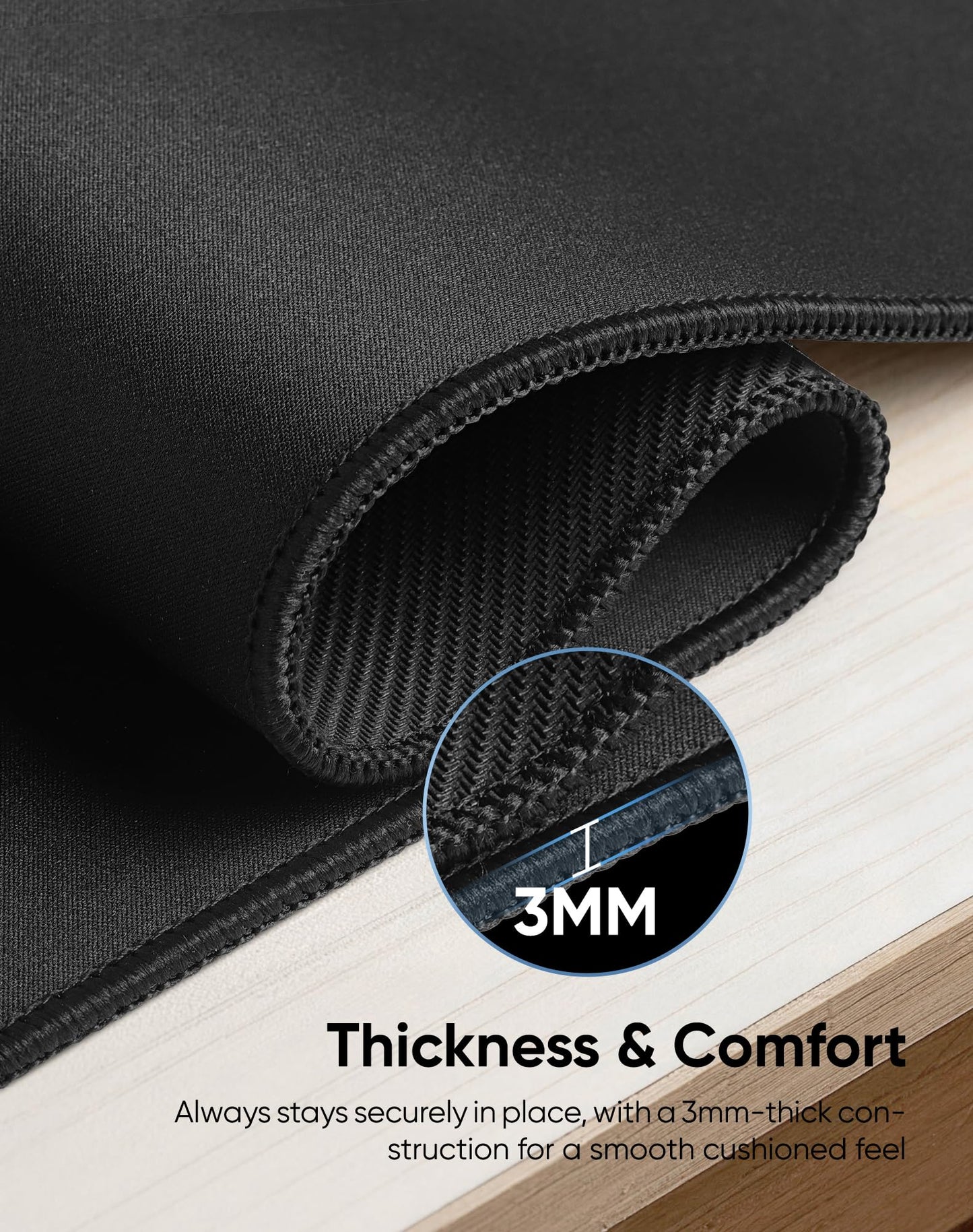 Reniteco Large Office & Gaming Mouse Pad, 35.4" x 15.7" Desk Mat, Black