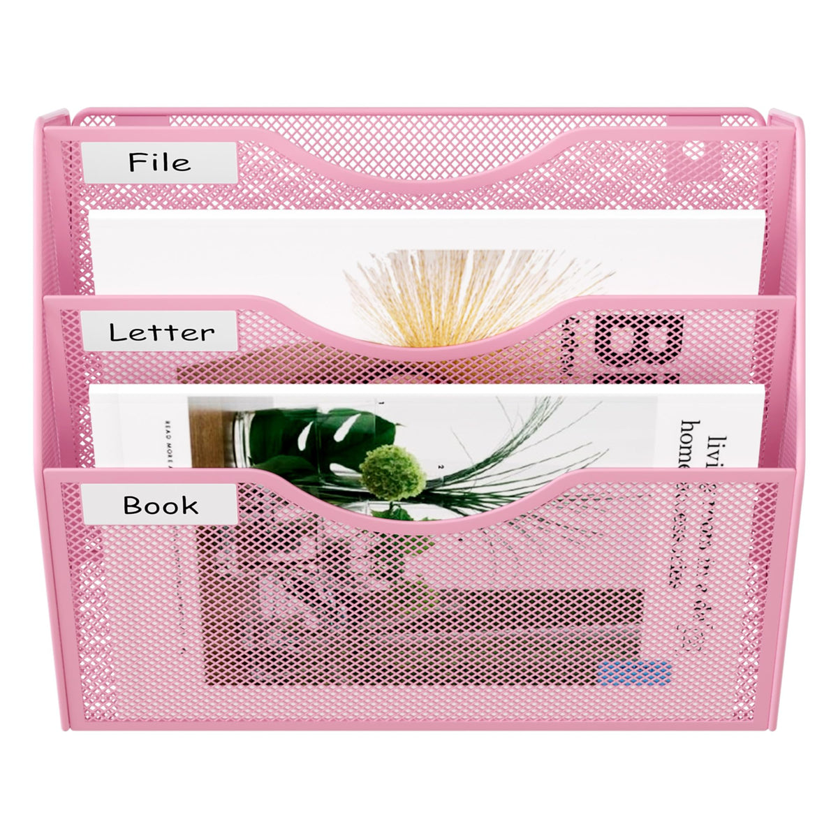 EasyPAG 3 Pocket Mesh Wall File Organizer, Hanging Paper Folder Holder with Classify Label