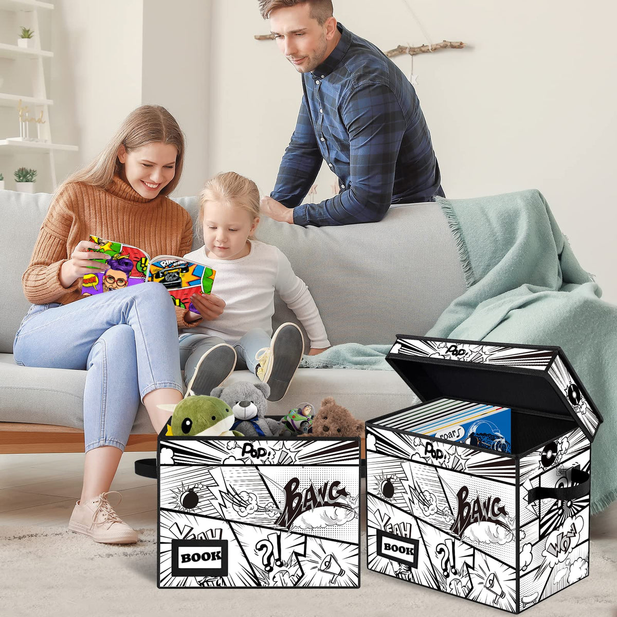 YNSZAS Comic Book Storage Box, 15.8" X 7.8" X 11.8", Heavy Duty Collapsible Holds 160-180 Comic