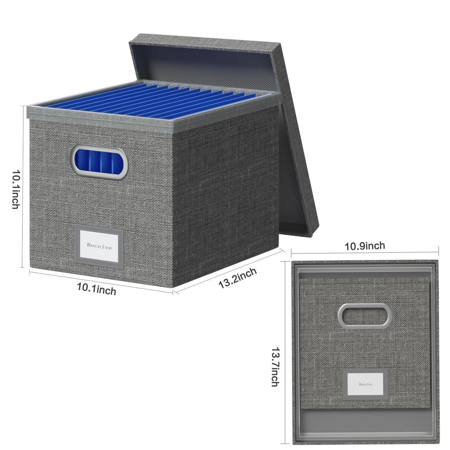 GRSQYS File Organizer Box - File Boxes for Hanging Files with Lid Set of 3 Decorative Hanging