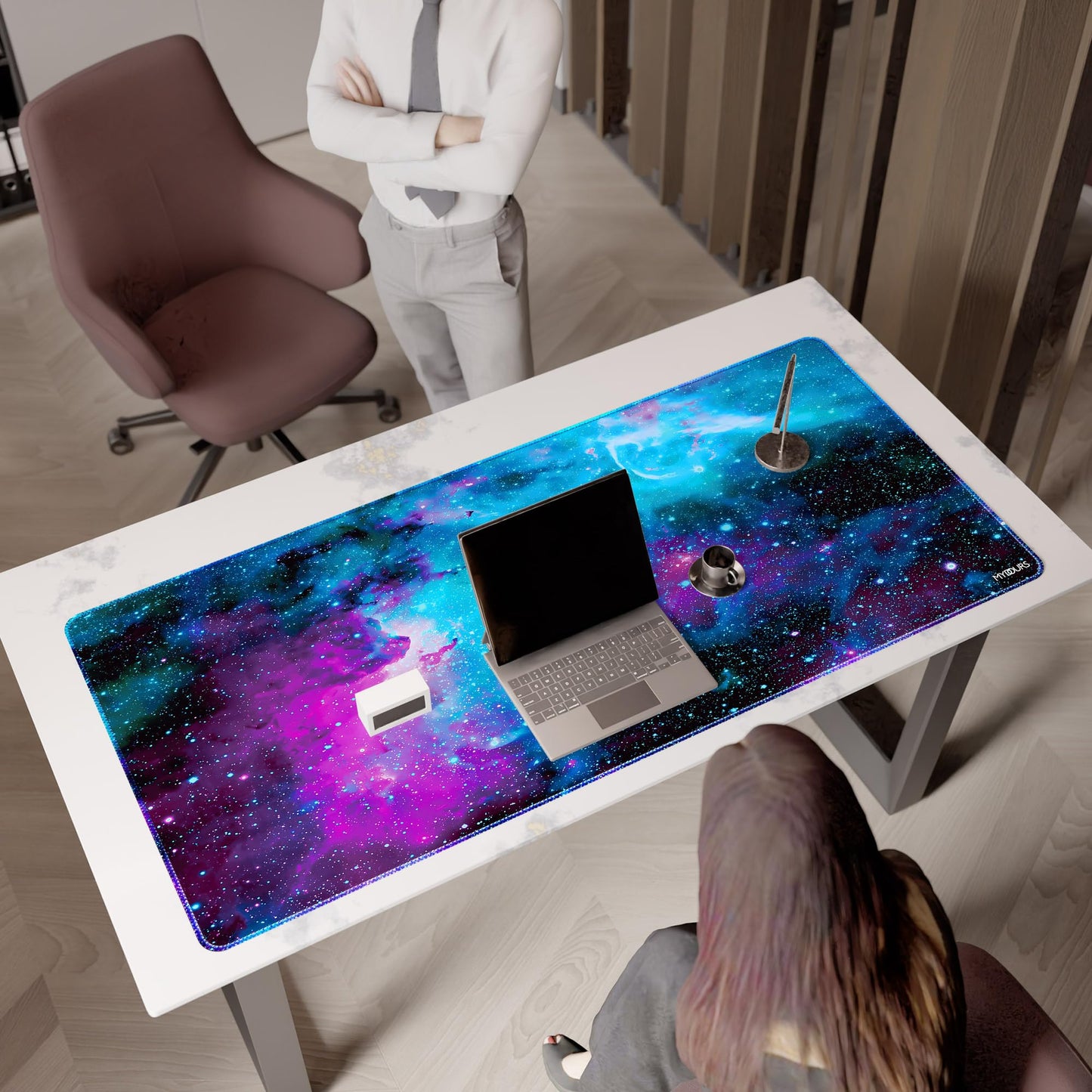 Mydours 59" x 28" Gaming Mouse Pad, XXXL Full Desk Pad (Purle Universe)