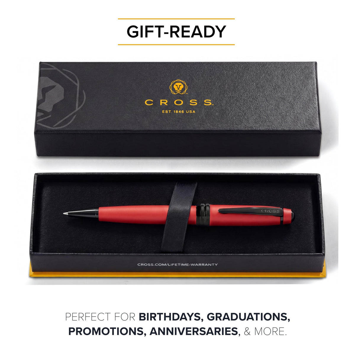 Cross Bailey Matte Red Lacquer Ballpoint Pen, Medium Point, Black Ink