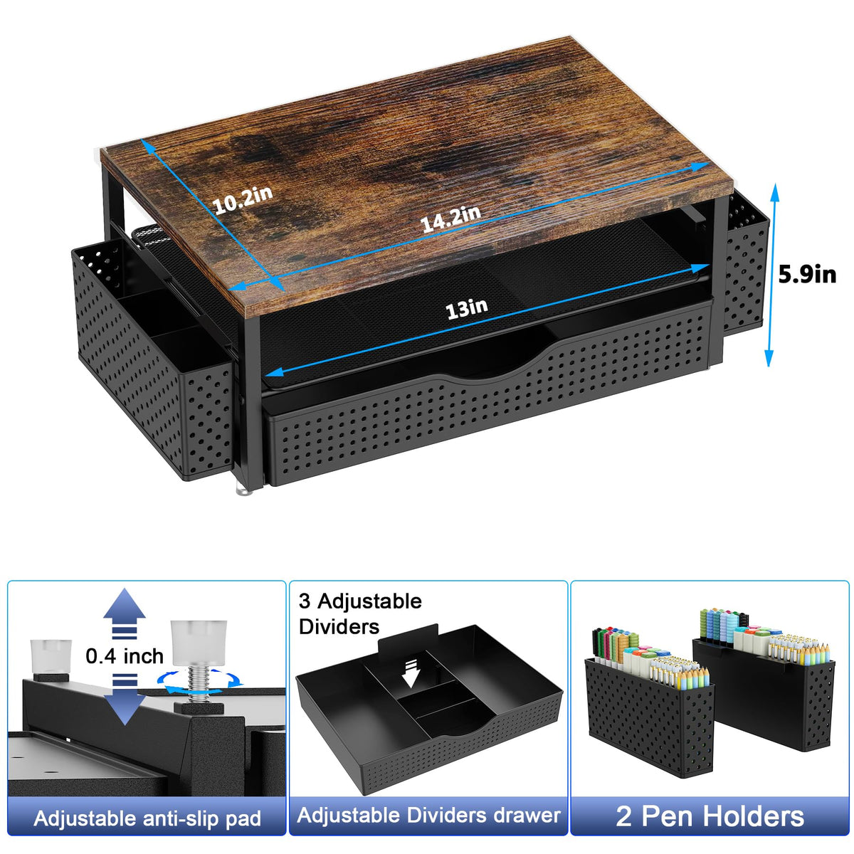 Spacrea Desk Organizers and Accessories, Printer Stand with Storage, Wood