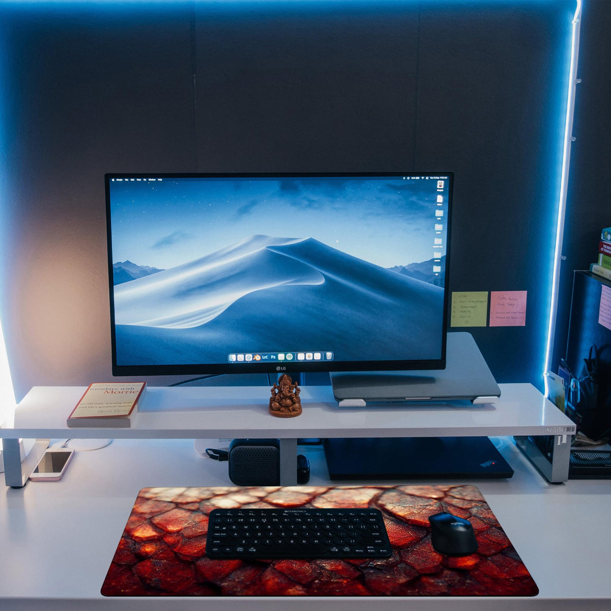 KOAIWPAE Desk Mat, Red Fire Dragon Scales Desk Pad, Cool Dragon Large Gaming Mouse Pad for Desk
