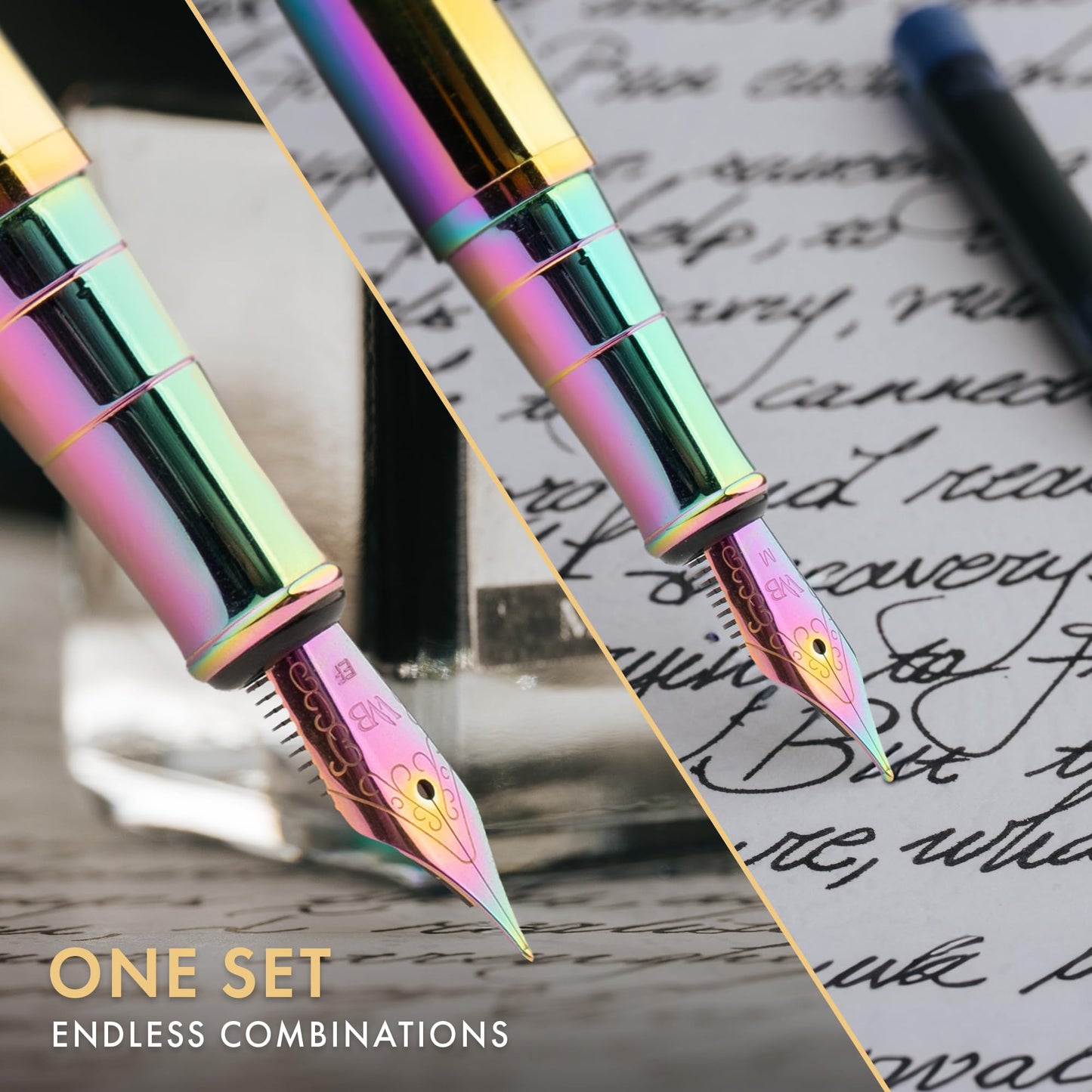 Wordsworth & Black Fountain Pen Gift Set, Medium & Extra Fine Nib, Rainbow