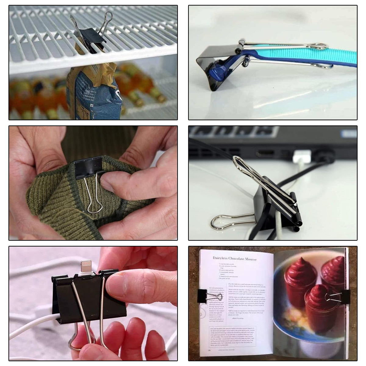 Mr. Pen- Binder Clips, 100 pcs, Assorted Sizes, Black Binder Paper Clips