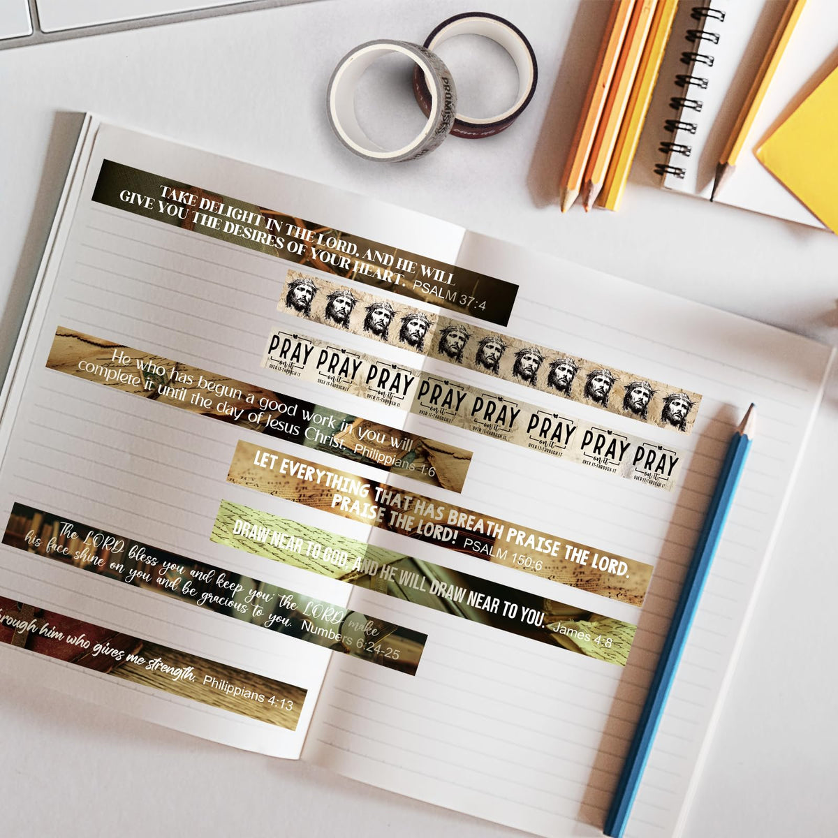 Janlaugh 24 Rolls Christian Washi Tape Gifts for Bible Journaling, Rustic
