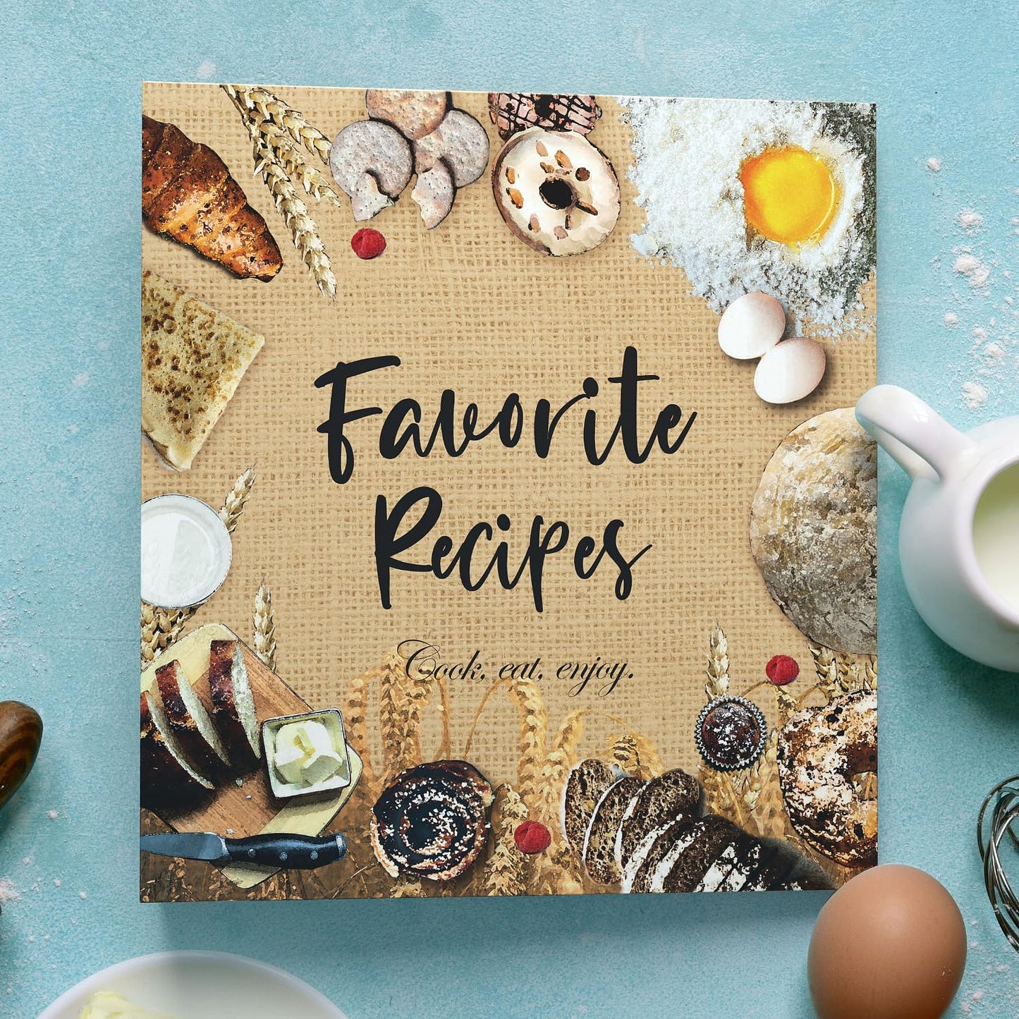 CraftSaints Recipe Binder 8.5x11, 3 Ring DIY Cookbook Kit 12 Dividers & 25 Plastic Sleeves & 25