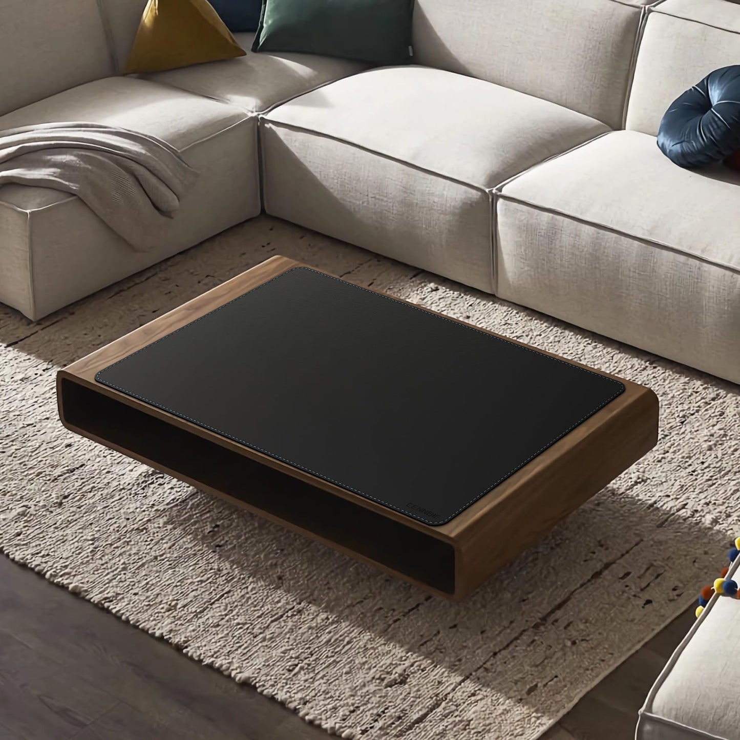 CENNBIE Leather Desk Mat - 31.4" x 19.6" Computer Desk Pad (Black)
