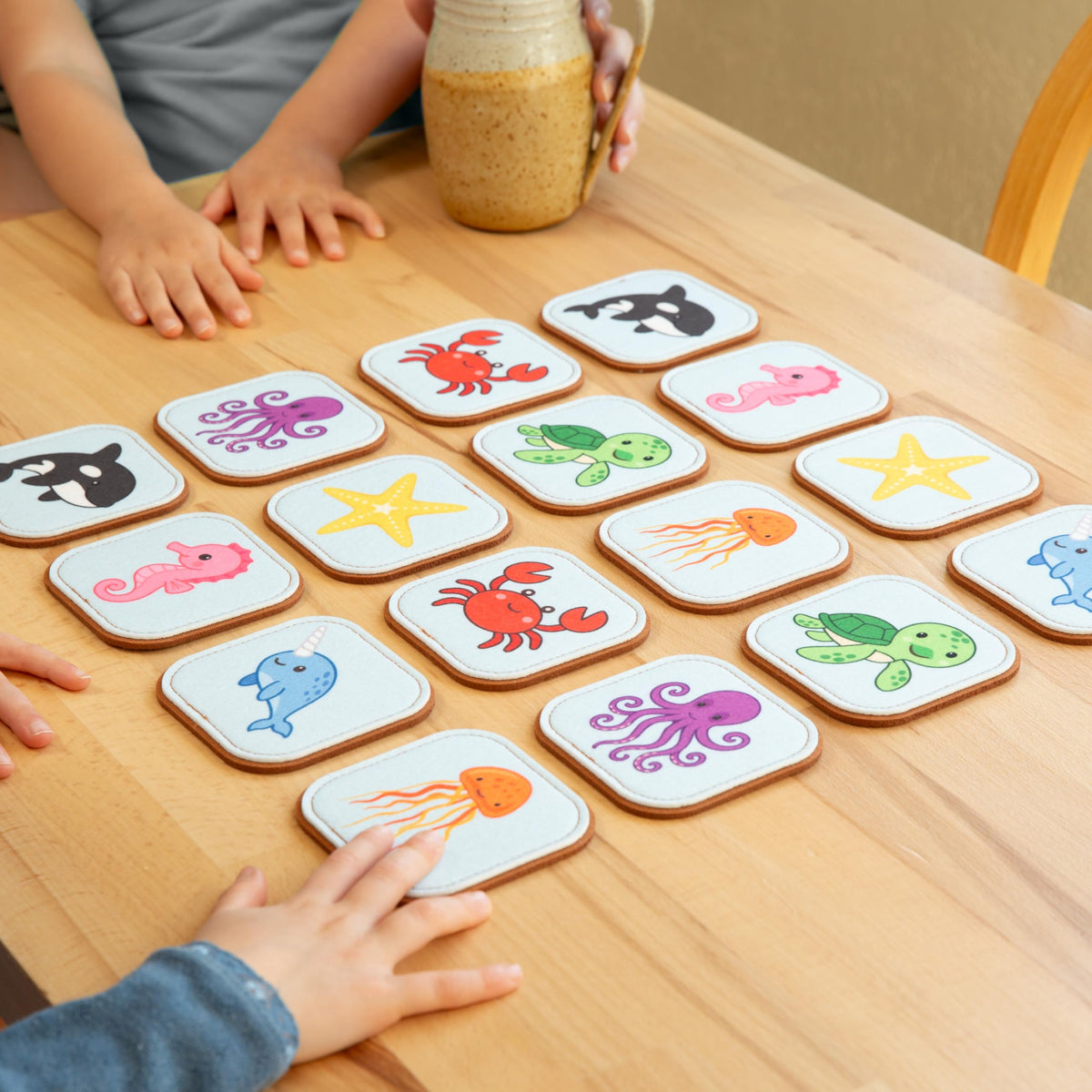 Felt Sea Creature Matching Game for Toddlers – Ocean Memory Game & Flash Cards – Soft and Safe for