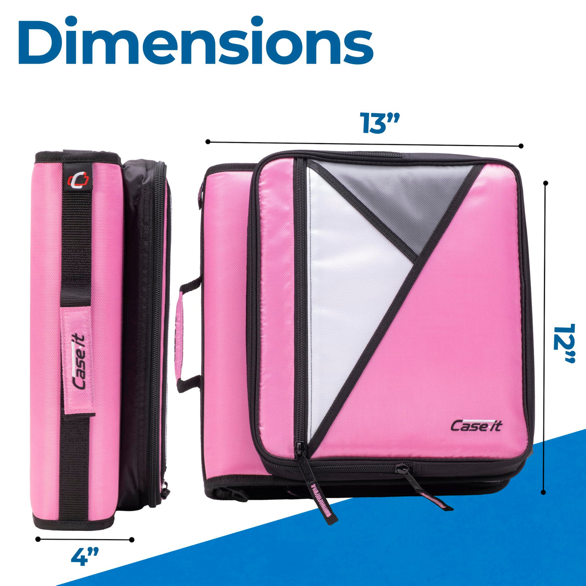 Case-it School Zipper Binder | 2" O-Rings | 400-Sheet | LT-007 Light Pink