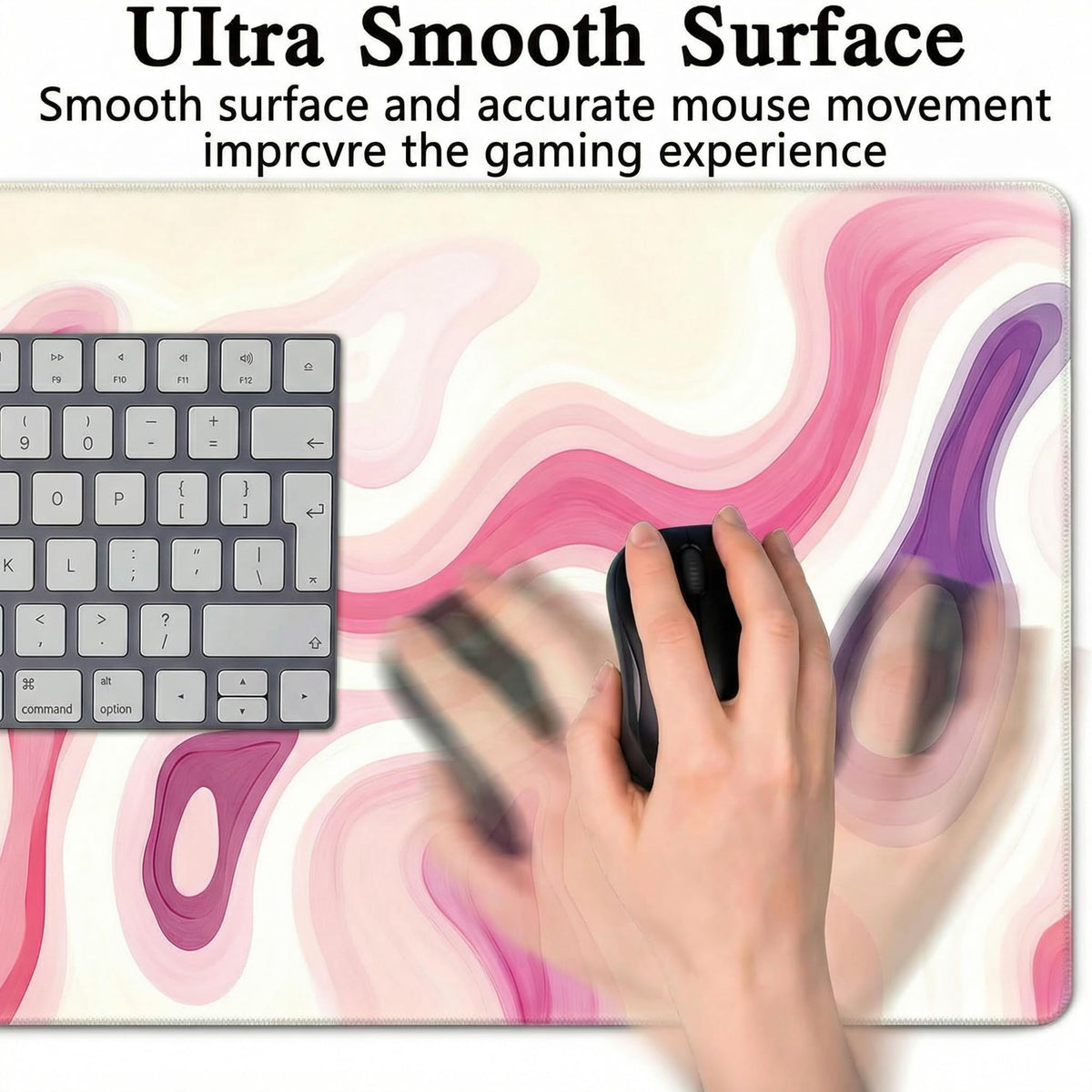 Large Gaming Mouse Pad 31.5x15.7 Inch, Pink Abstract Desk Mat Cute