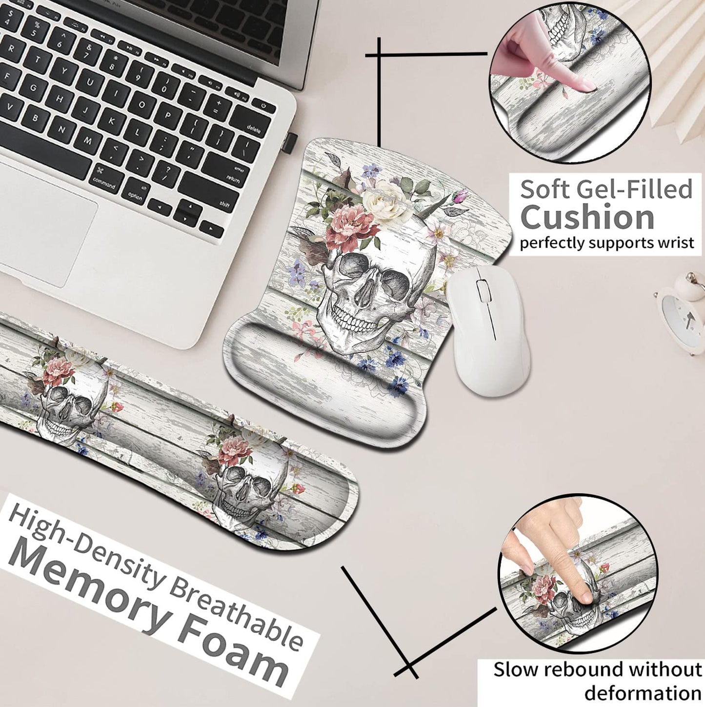 Mouse Pad with Wrist Support, Ergonomic Gel Mouse Pad, Memory Foam Keyboard Wrist Rest, Suitable
