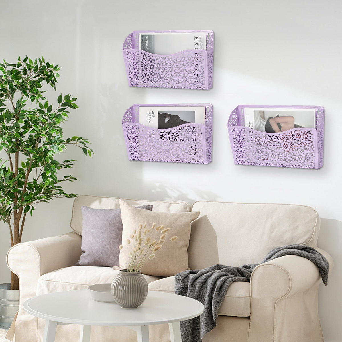 EasyPAG 3 Single Wall Mount File Organizer Vertical Metal Wall Pocket File Holder for Office, Home