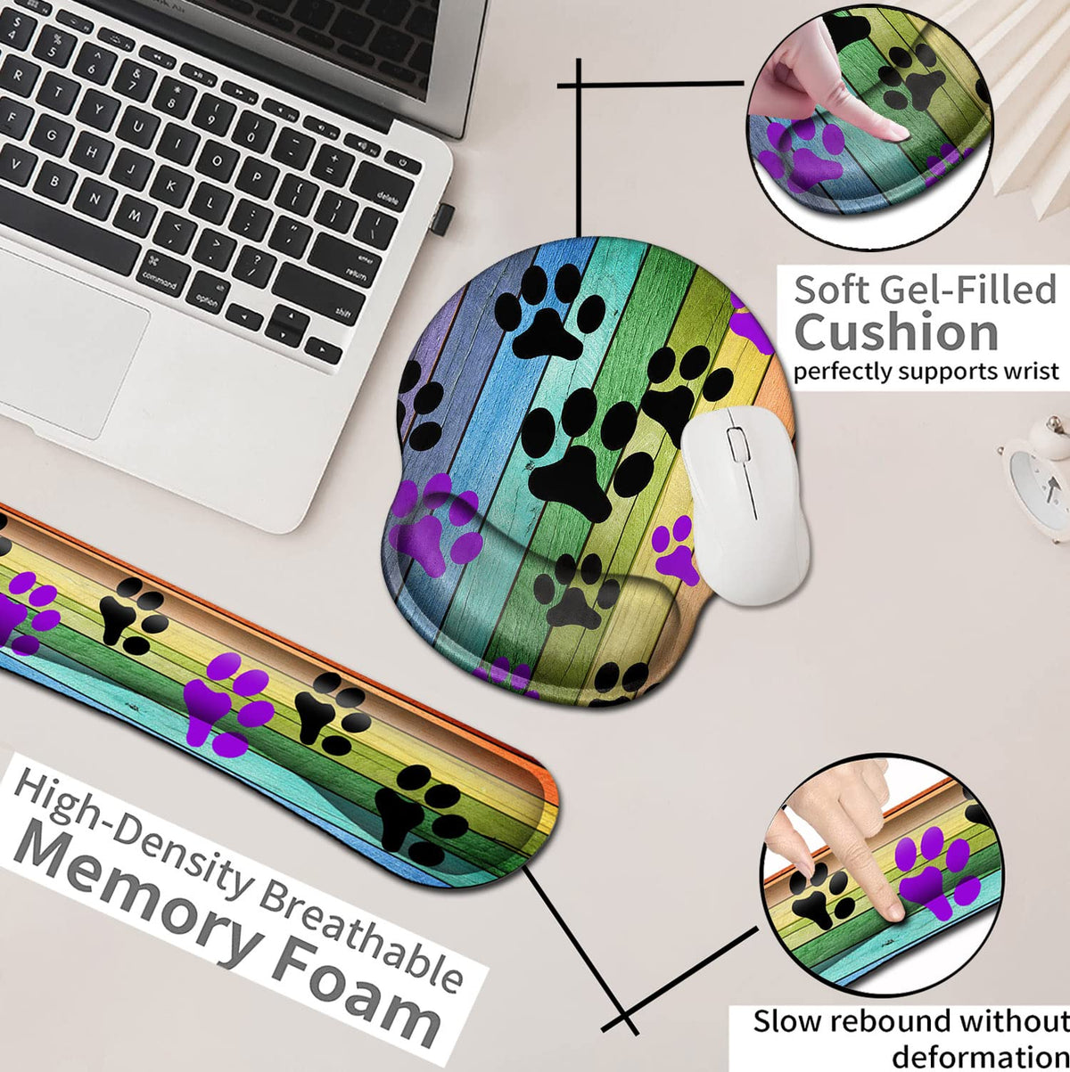 Mouse Pad with Wrist Support Memory Foam Keyboard Wrist Rest Gaming Mousepad Office Easy Typing
