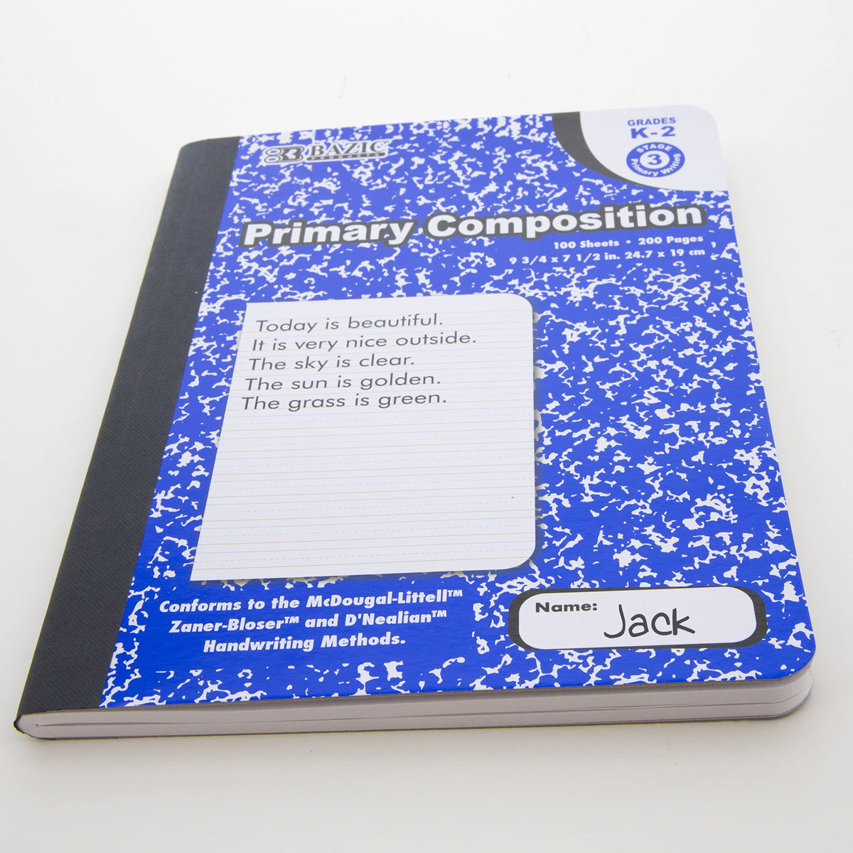BAZIC PRODUCTS Primary Composition Notebook, Grades K-2, Marble, 6-Pack