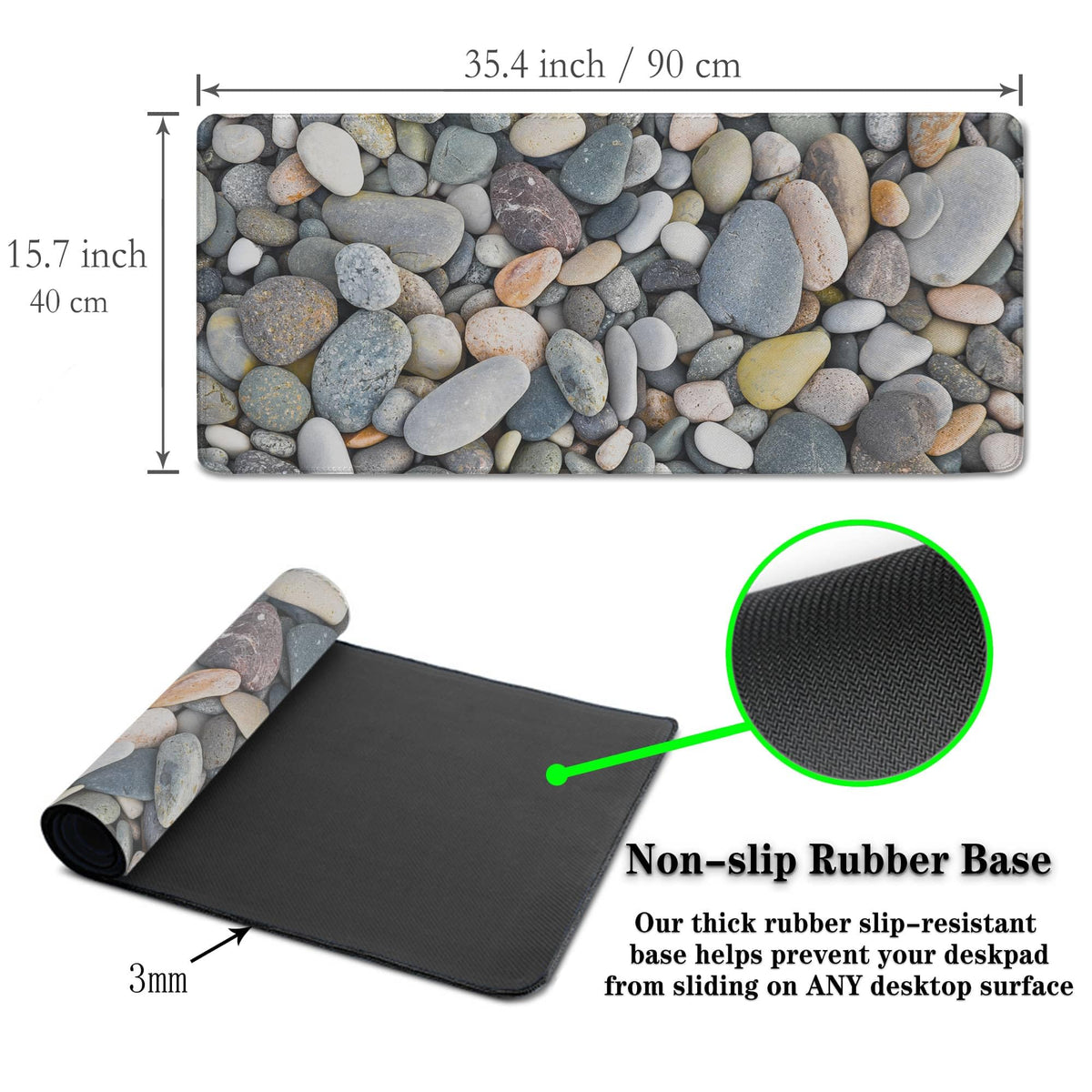 Samgula Computer Desk Pads Cobblestone Gaming Mouse Mat, Desk Mouse Pad XXL Mouse Pads, Desktop