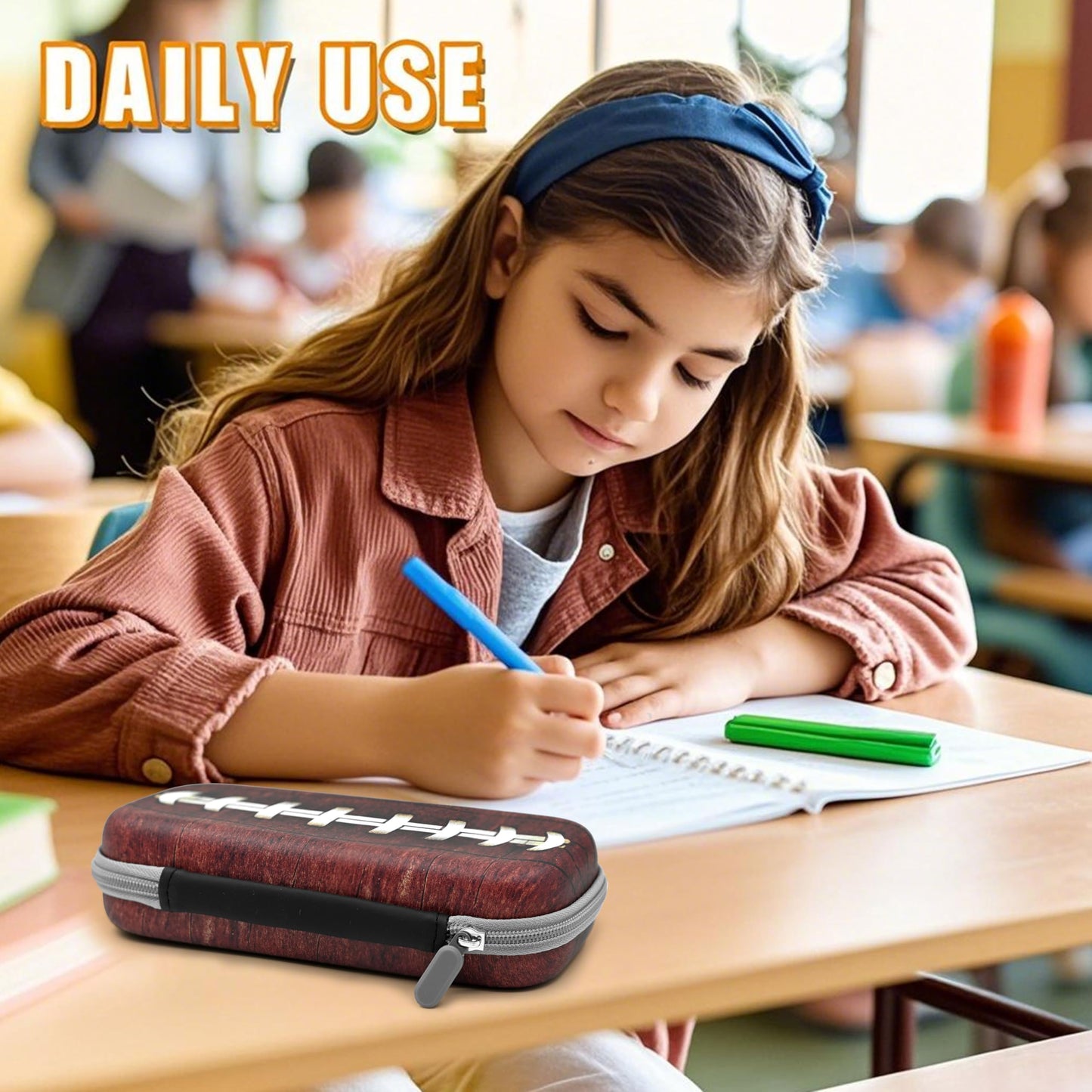 WtallasiSei Football Pencil Case Zip Pencil Box Multi Pouch Holder Desk Organizer For Boys Girls