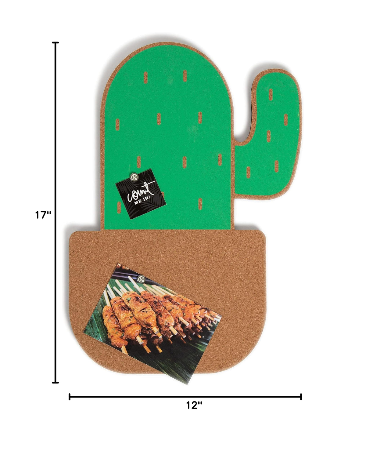 U Brands Cork Bulletin Board, Potted Cactus Shape Pinboard, 12” x 17”