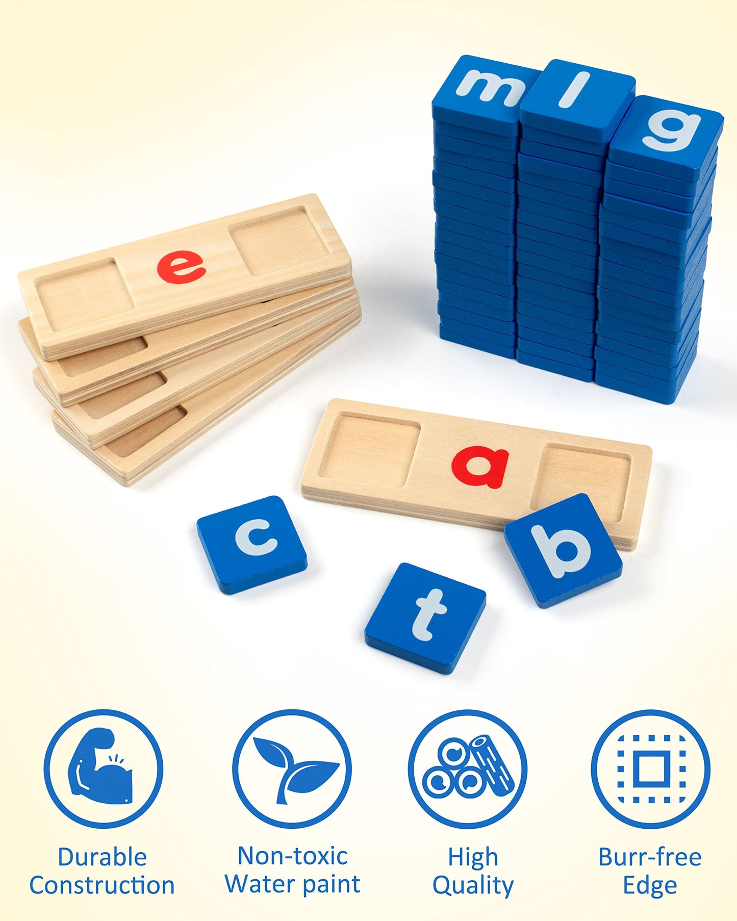 Coogam Wooden Short Vowel Reading Letters Sorting Spelling Games, Site CVC Words Learning