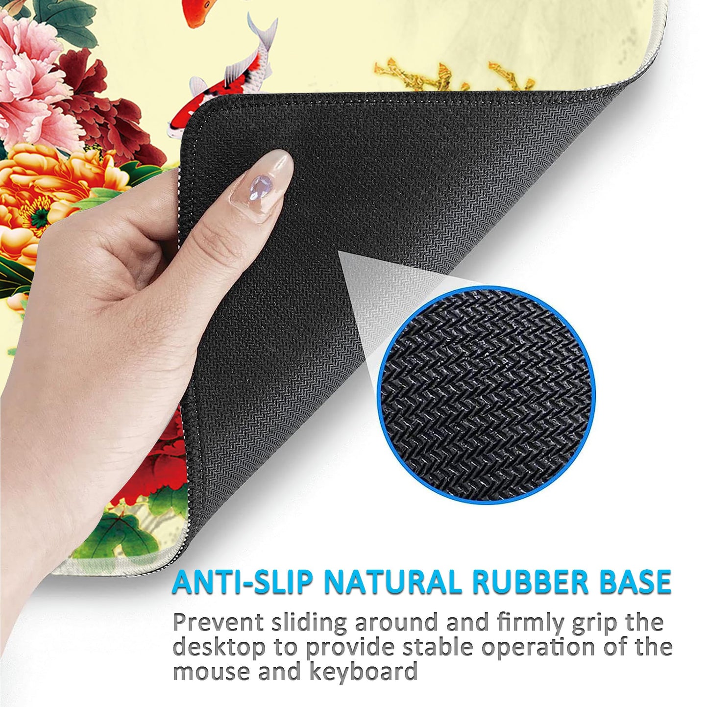 LL-COEUR XXL Landscape Gaming Mouse Pad Computer Keyboard Mat Office Desk Pad (Fish, 27.5" x 11.8"