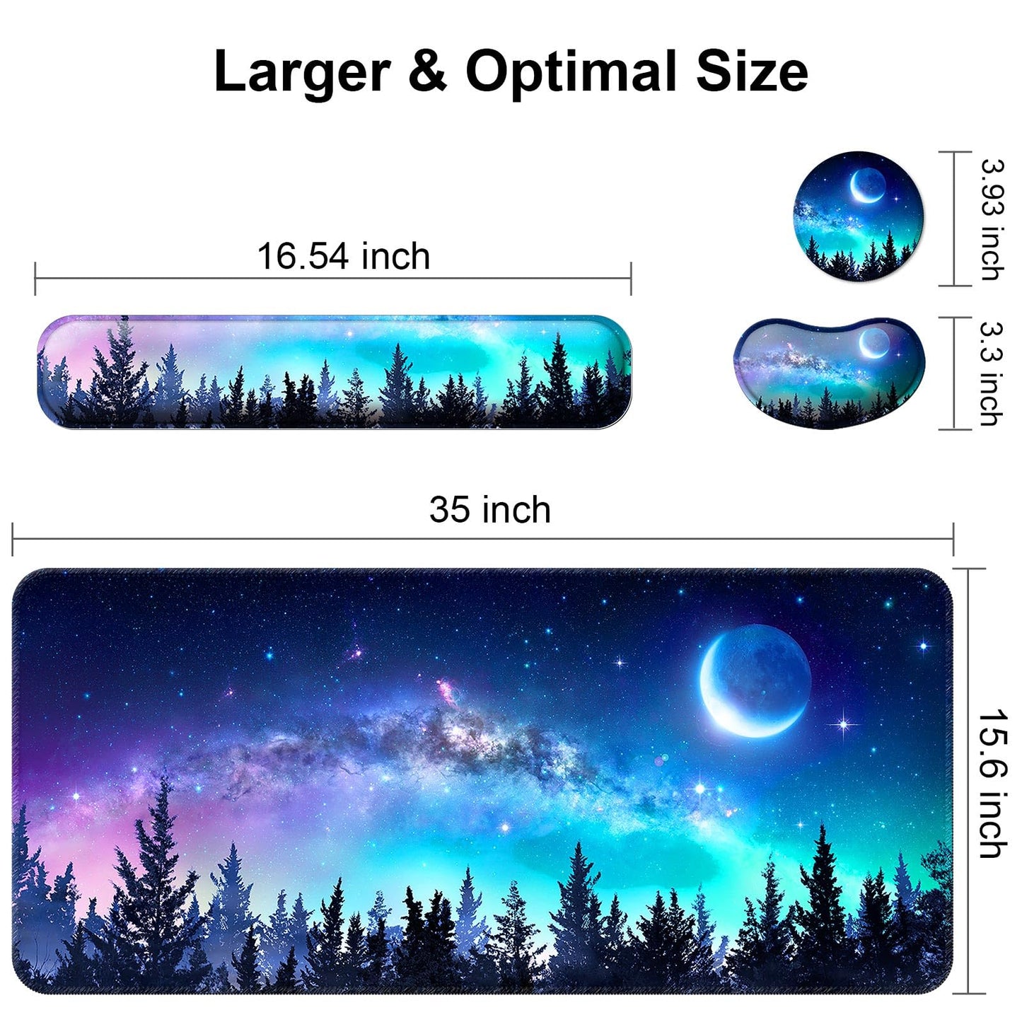 4 in 1 Mouse Pad and Keyboard Wrist Rest,Large Desk Mat,Coaster Set-Forest