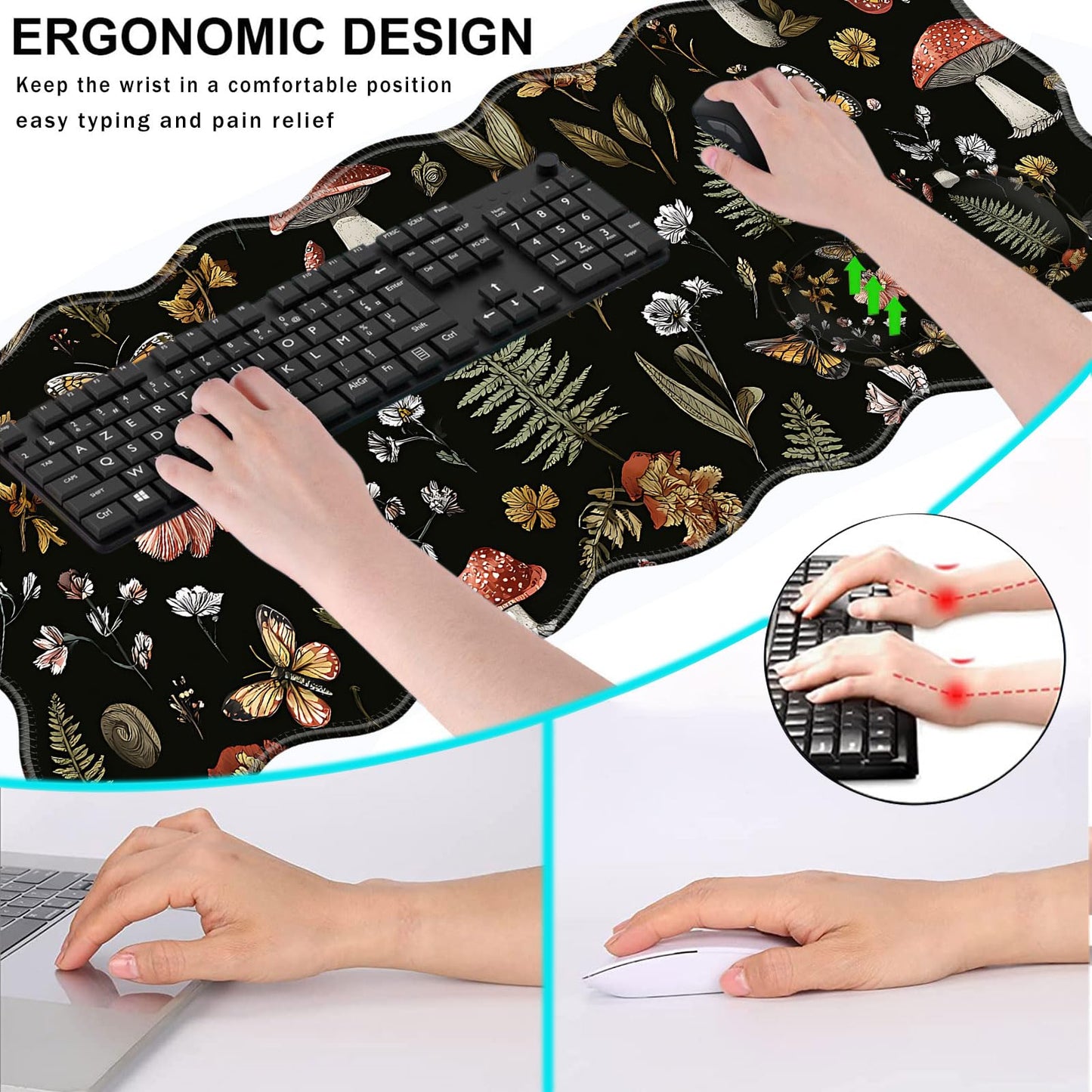 CICPLKSE Mouse Pad with Wrist Support + Desk Mat + Coaster 3 in 1 Set, XL Large Gaming Mousepad