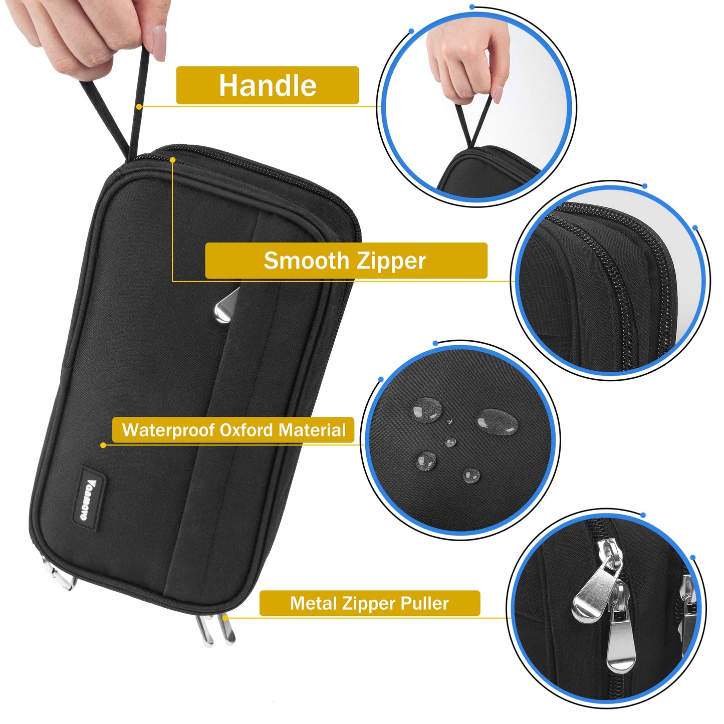 Pencil Case Big Capacity Pen Pouch Large Storage Holder Marker Pen Bag Durable 3 Compartment School