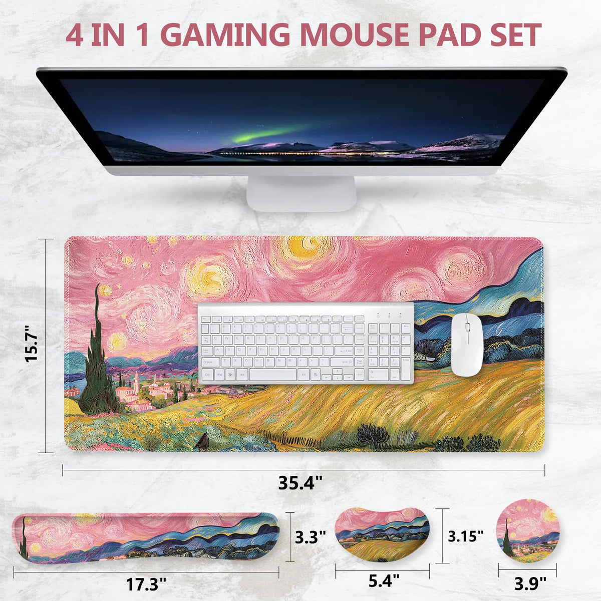 DINKY Desk Pad and Keyboard Wrist Rest, Large Mouse Pad +Keyboard Pad +Mouse Wrist Support