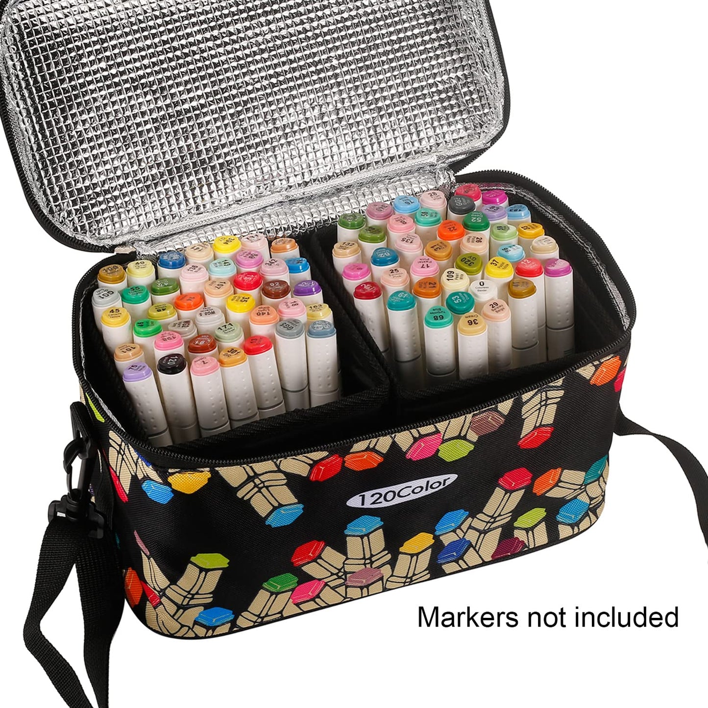 Toprema New Marker Pen Case Holder for 120 Markers Organizer Multifunctional Zipper Storage