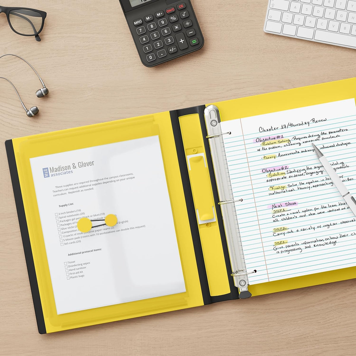 Staples Better Binder, 1.5 Inch D-Ring, Yellow, 400 Sheets, 3-Pack
